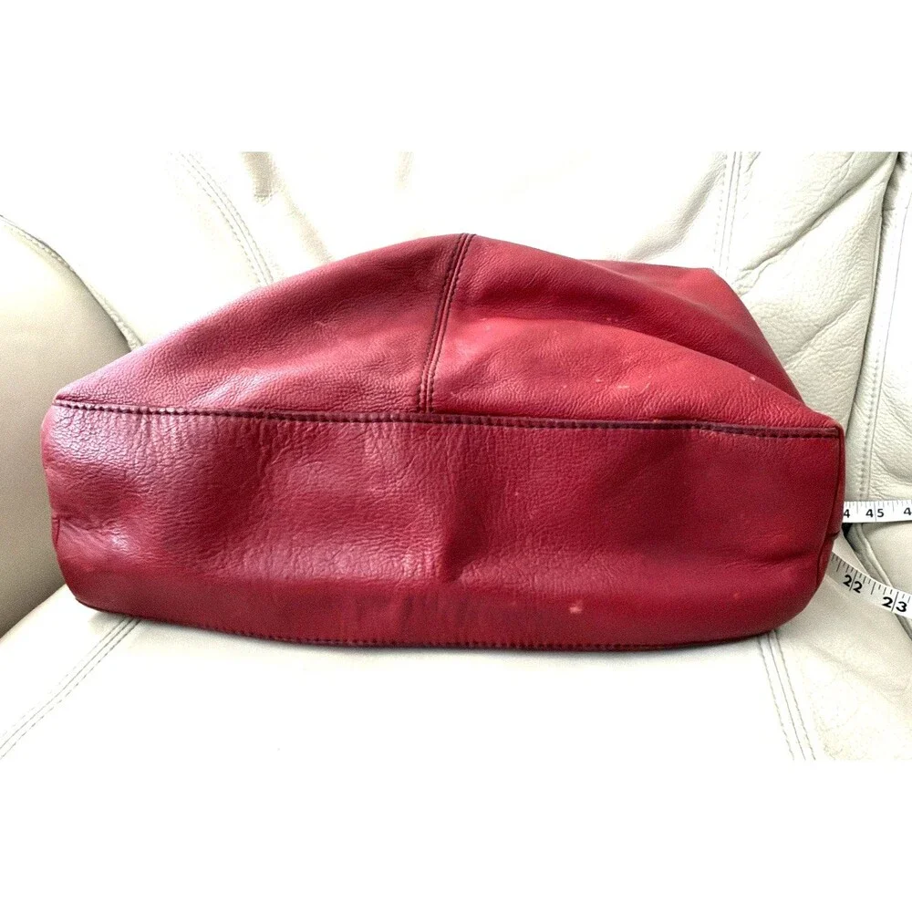 Vintage Lucky Brand Hobo Leather Bag Red Buckle Slouchy Boho Y2K